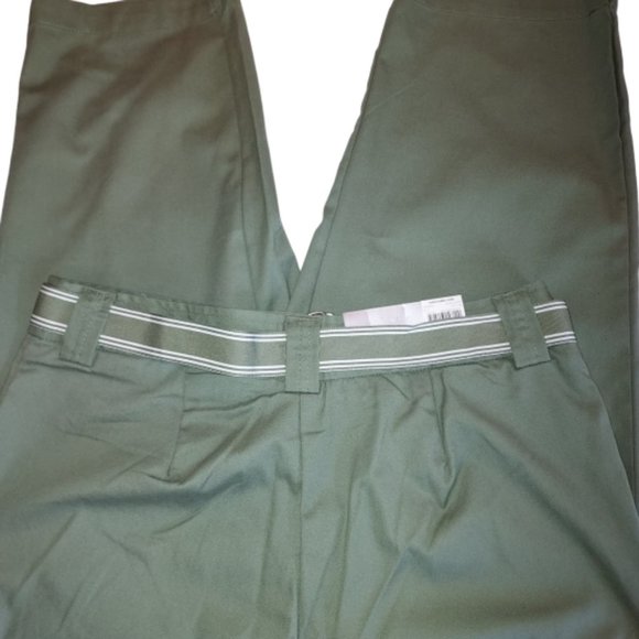 White Stag Olive Leaves Capri with Stripe Belt Size 6 NWT - Picture 4 of 6